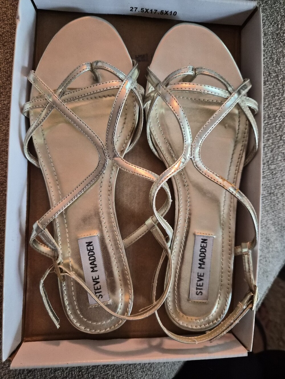 Steve Madden Metallic Gold Strappy Flat Sandals